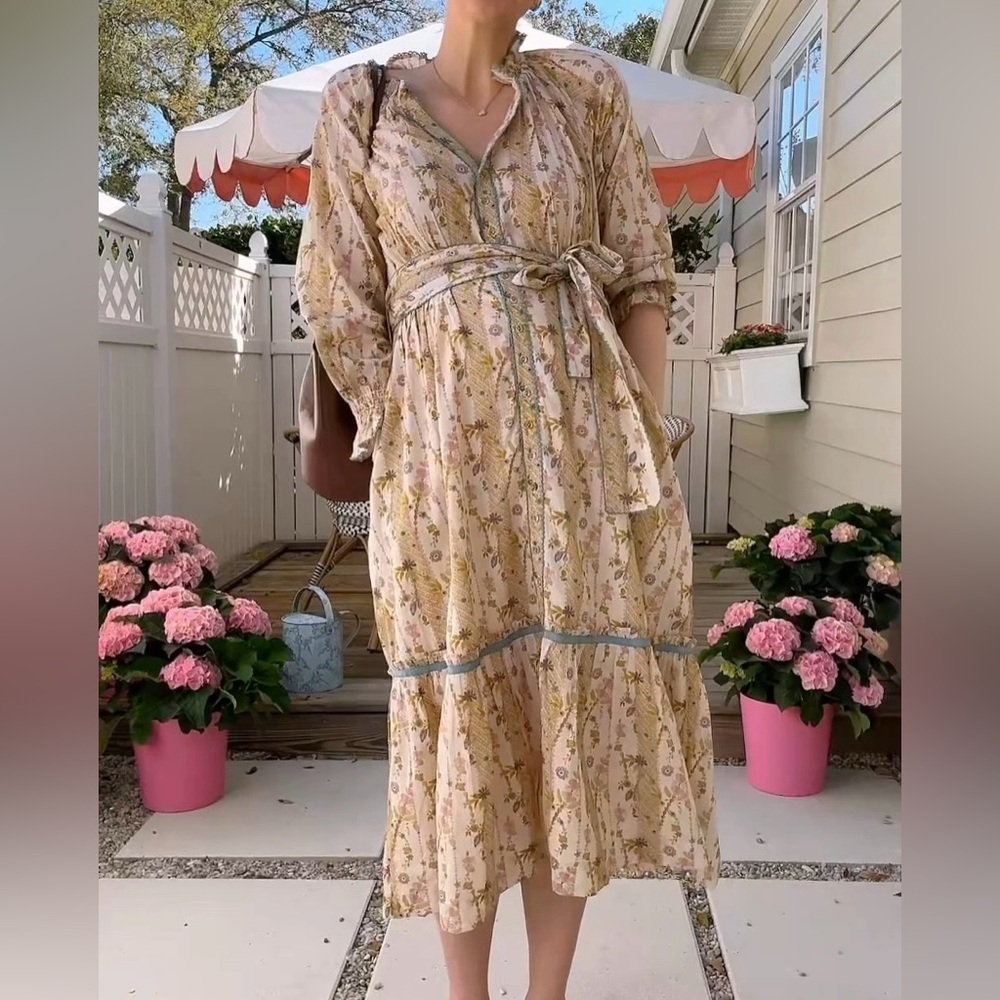 Baybala Lele Dress Floral Cream Pink Boho Large